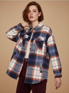 Kurtka koszulowa w kratę - niebieski