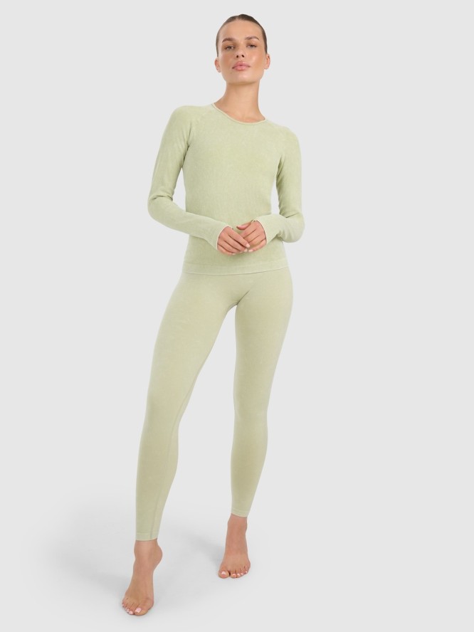 4F Longsleeve slim do jogi i pilatesu szybkoschnący damski - zielony XS/S