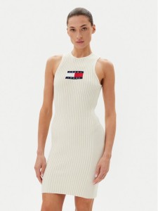 Tommy Jeans Sukienka dzianinowa DW0DW20877 Écru Slim Fit