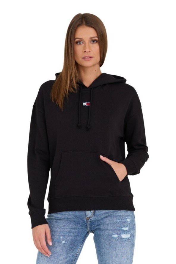 TOMMY JEANS Czarna damska bluza z kapturem, Rozmiar XS