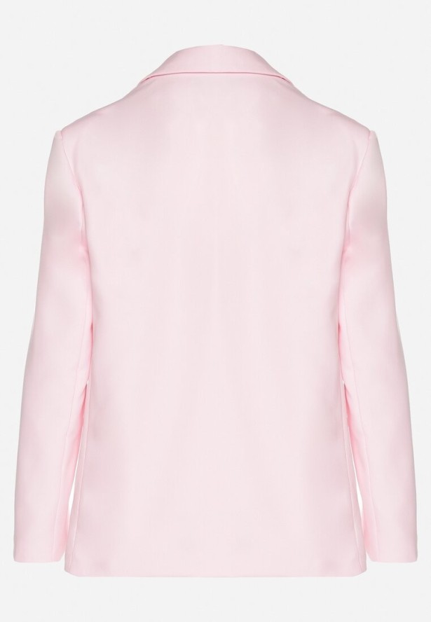 Różowa Dwurzędowa Marynarka z Usztywnioną Linią Ramion Emiranea