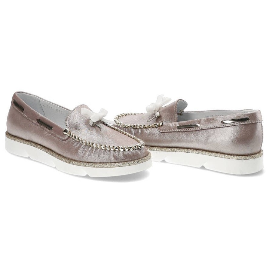 Różowe Mokasyny Simen Wygodne Skórzane Buty