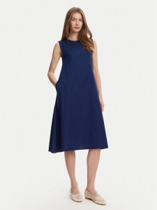 Selmark Sukienka letnia BL495 Granatowy Regular Fit