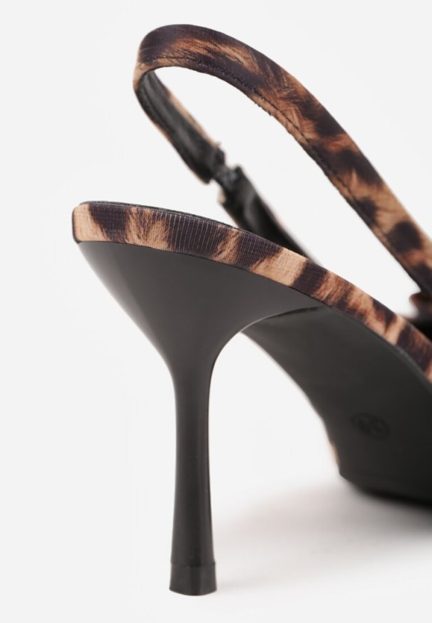Panterkowe Sandały Szpilki Vices Typu Slingback z Kokardą Dorozia