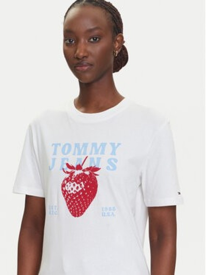 Tommy Jeans T-Shirt Strawberry DW0DW20894 Biały Relaxed Fit