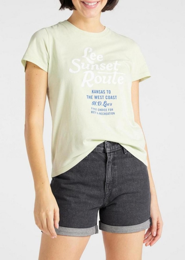 LEE GRAPHIC TEE DAMSKI T-SHIRT KOSZULKA NADRUK LOGO REGULAR FIT SUMMER GREEN L41AEPNK 112108854