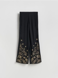 Spodnie z haftem - czarny