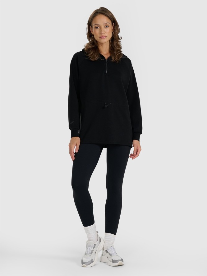 4F Bluza dresowa nierozpinana z modalem damska - czarna L
