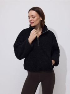 Bluza ze sztucznego baranka - czarny