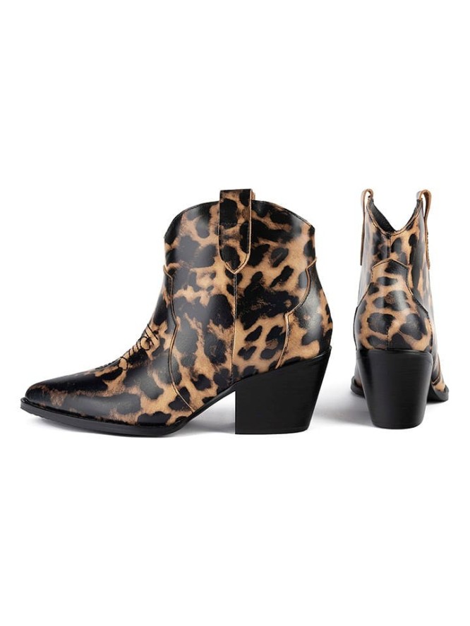 loft37 Skórzane botki w kolorze jasnobrązowo-czarnym rozmiar: 36