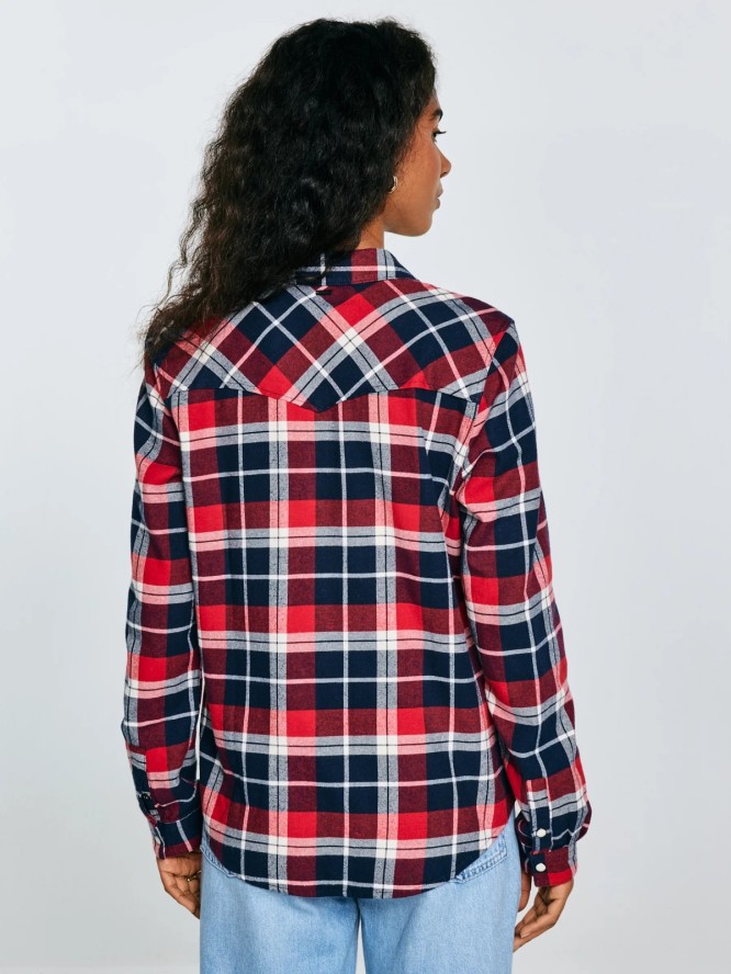 Koszula damska flanelowa z kratę czerwono-granatowa Hiri 603