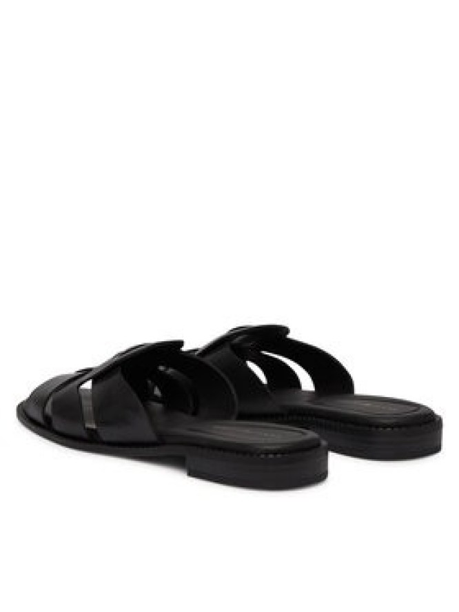 Tommy Hilfiger Klapki Leather Crest Square Toe Sandals FW0FW09126 Czarny