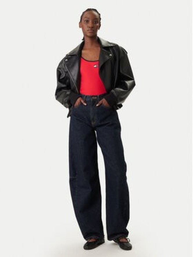 Tommy Jeans Top DW0DW22261 Czerwony Slim Fit