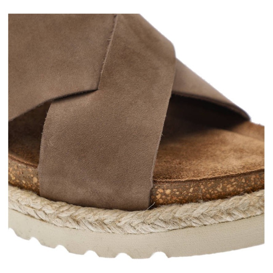 Brązowe Klapki Yokono Damskie Na Koturnie