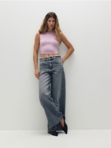 Prążkowany top - różowy