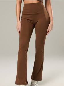 Spodnie z elastycznym pasem - brązowy
