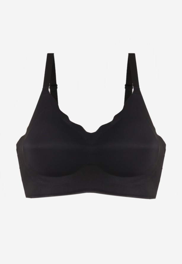 Czarny Usztywniany Biustonosz Bezszwowy Bez Fiszbin Pretiona