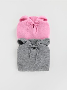 Sweter z kapturem z wełną - szary