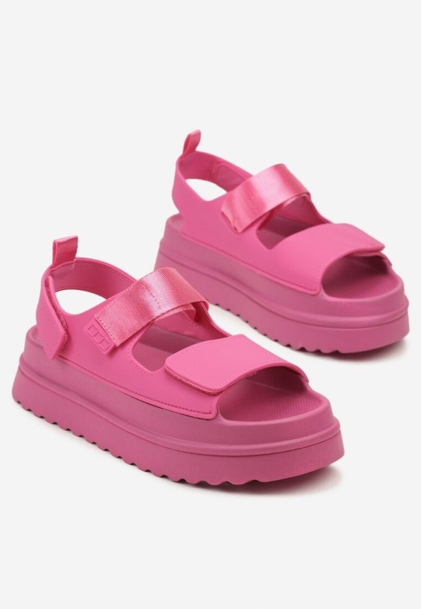 Fuksjowe Sandały Chunky na Platformie z Zapięciem na Rzep Lorovia