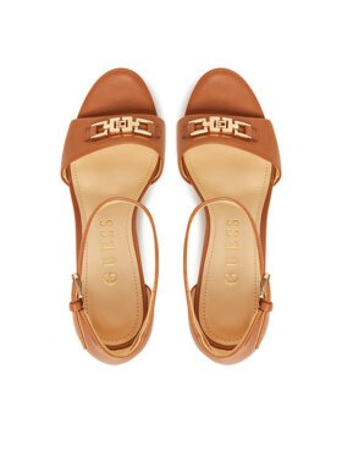 Guess Sandały FLJSET LEA03 Brązowy