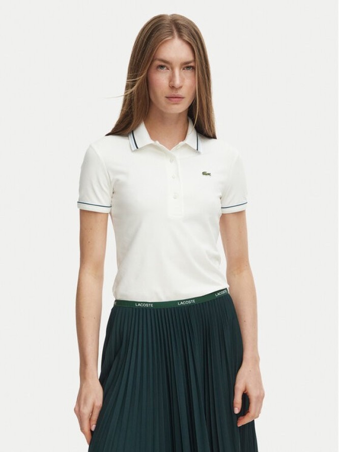 Lacoste Polo DF5284 Kremowy Slim Fit