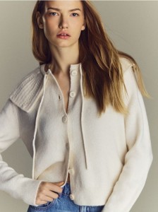 Kardigan z kołnierzem - kremowy