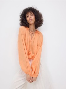 Bluzka o kroju oversize - koralowy