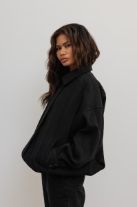 Bawełniana kurtka o strukturze prążka w kolorze BLACK - BARKEL