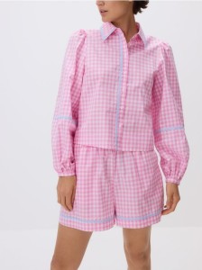 Szorty w kratę - pastelowy róż