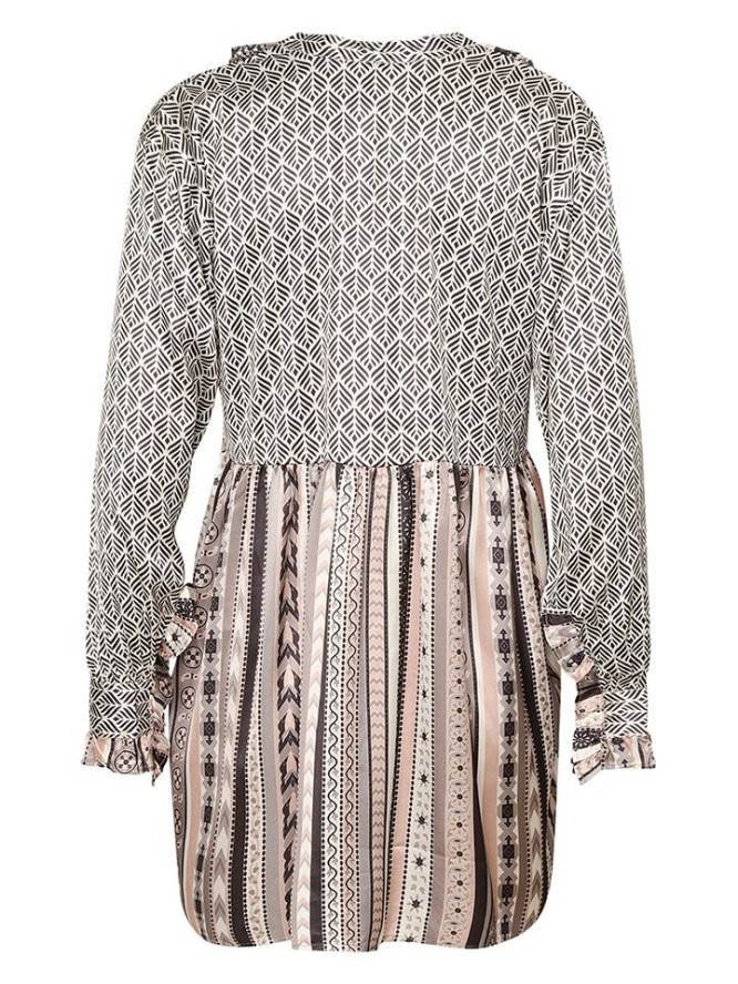 CULTURE Tunika w kolorze jasnoróżowo-czarno-białym rozmiar: L/XL