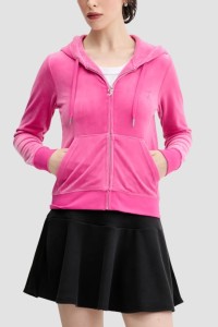 JUICY COUTURE Różowa bluza damska Robertson Hoodie, Rozmiar L