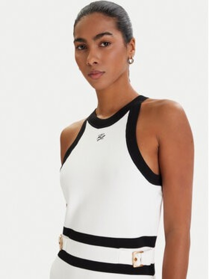 KARL LAGERFELD Sukienka dzianinowa B1W13004 Biały Regular Fit