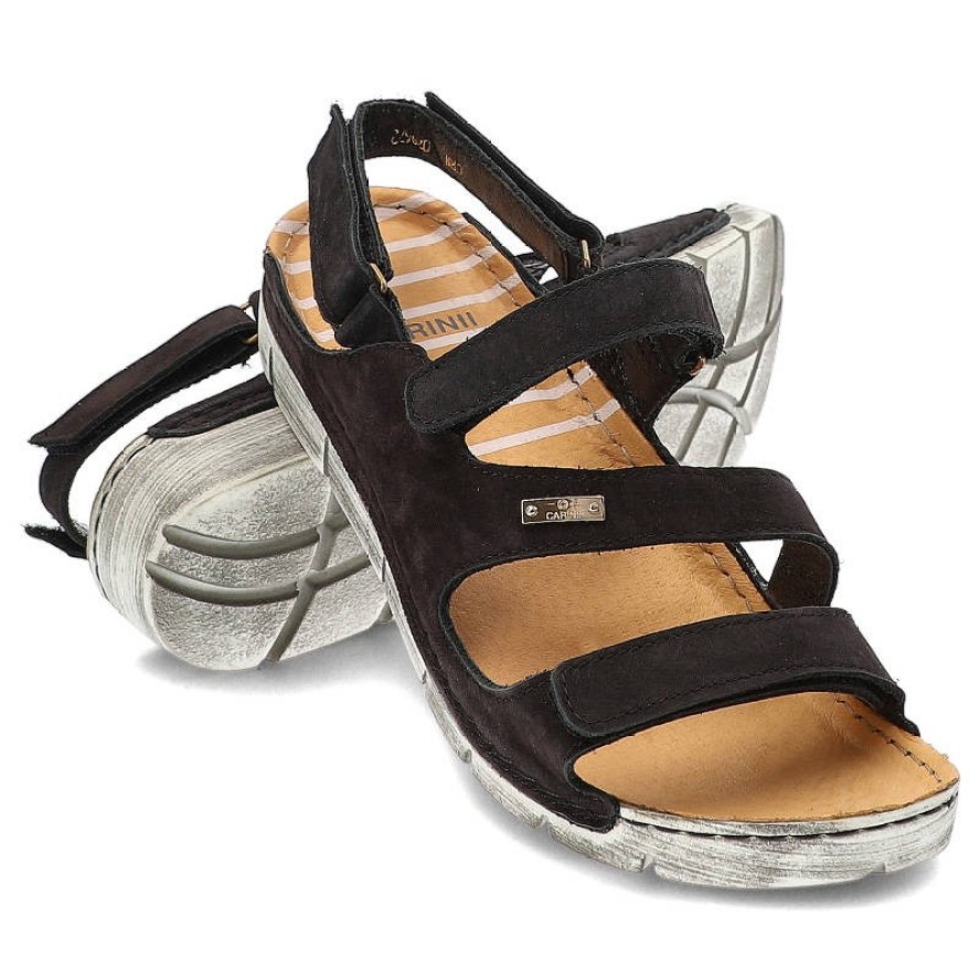 Czarne Sandały Carinii Wygodne Buty Damskie