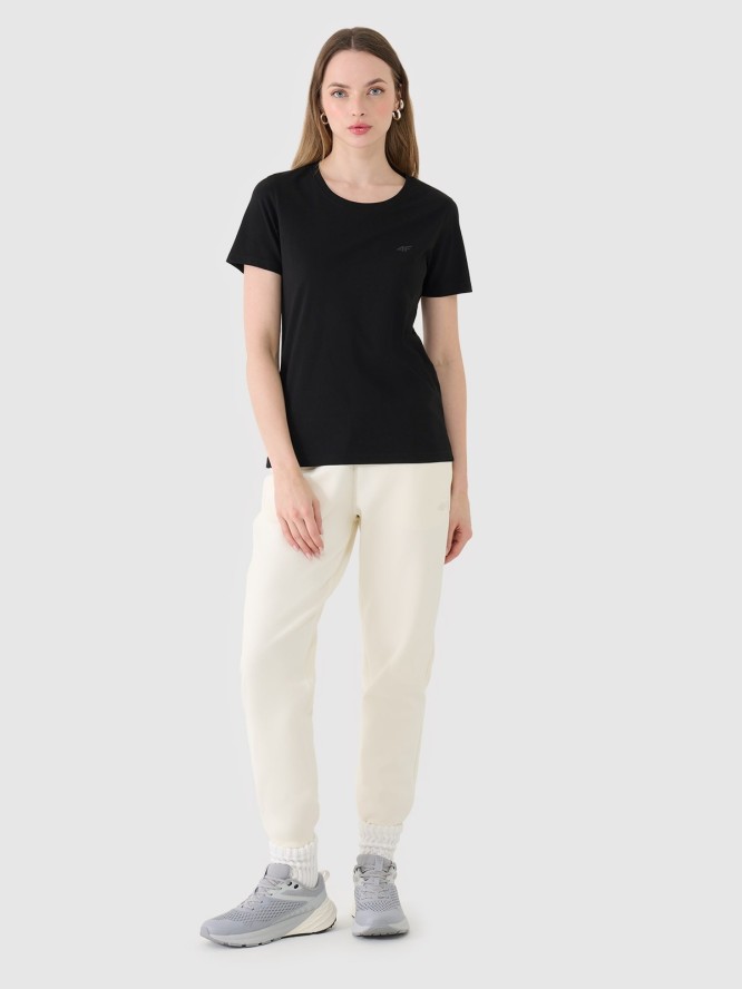4F T-shirt regular gładki damski - czarny M