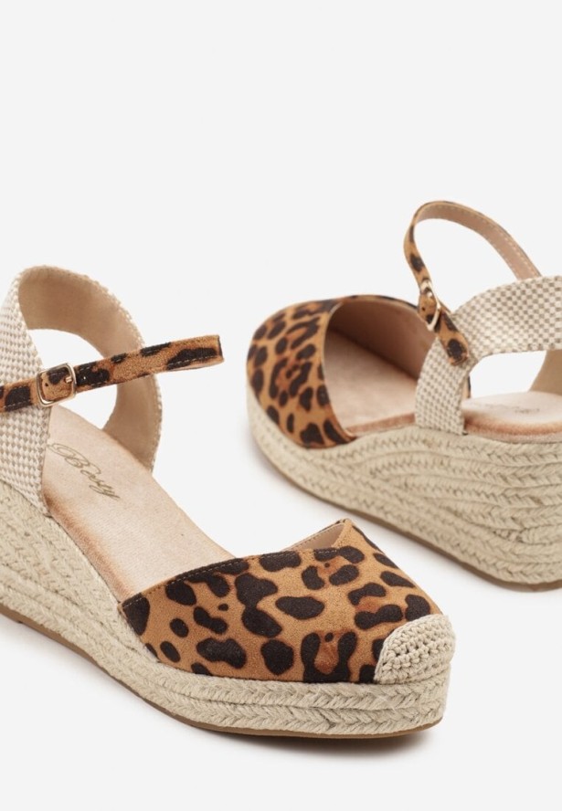 Panterkowe Sandały na Plecionym Koturnie Odivale