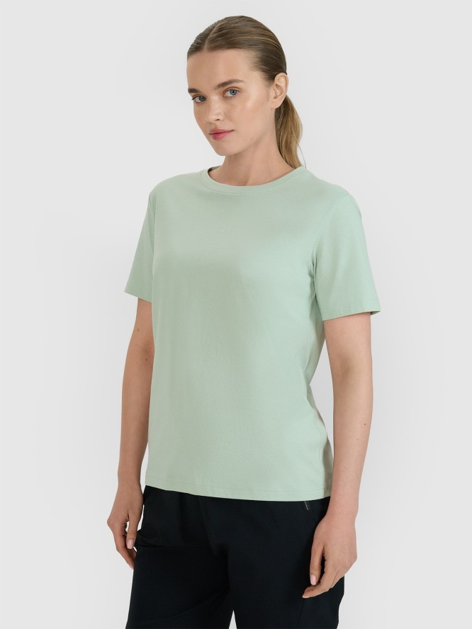 4F T-shirt oversize z nadrukiem damski - turkusowy L