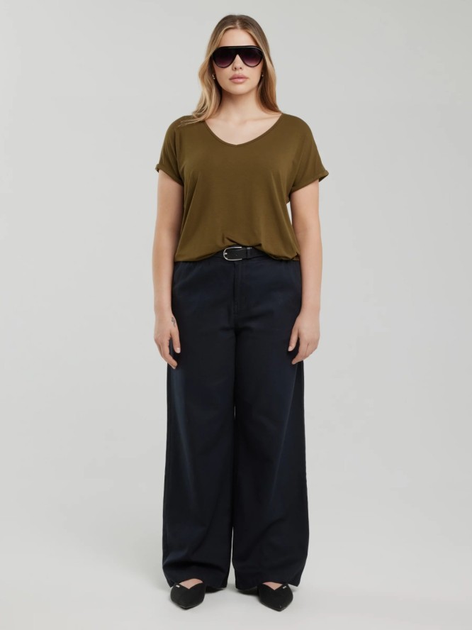 Koszulka damska o luźnym kroju khaki Valeria 303