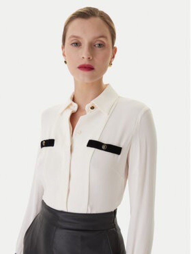 Elisabetta Franchi Koszula CA-131- 57E2-V390 Écru Regular Fit