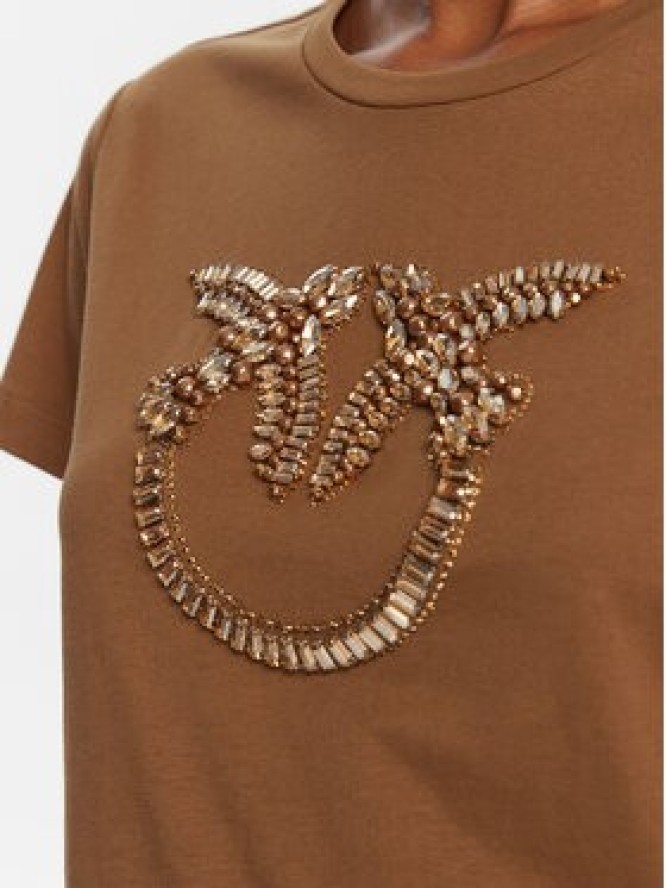 PINKO T-Shirt Quentin 100535 A2RN Brązowy Regular Fit