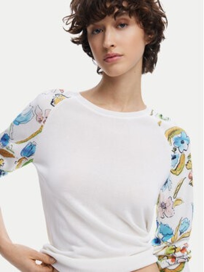 Desigual Sweter 25SWJF31 Biały Regular Fit