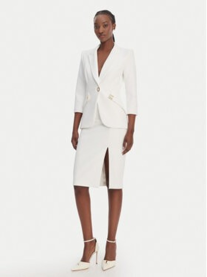 Elisabetta Franchi Marynarka GI-215-61E2-V590 Biały Regular Fit