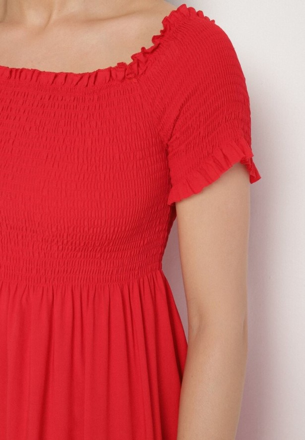 Czerwona Bawełniana Sukienka Typu Hiszpanka Tolowena