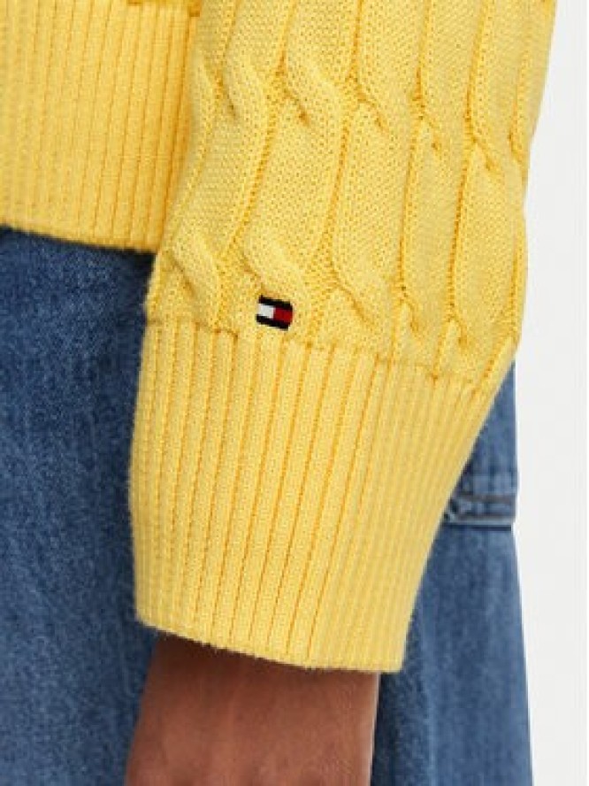 Tommy Hilfiger Kardigan Mid Gg Cable WW0WW50078 Żółty jasny Regular Fit