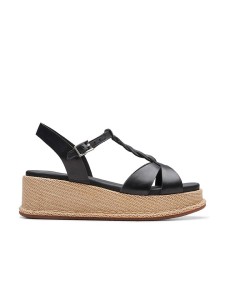 Clarks Skórzane sandały "Kimmei" w kolorze czarnym na obcasie rozmiar: 39,5