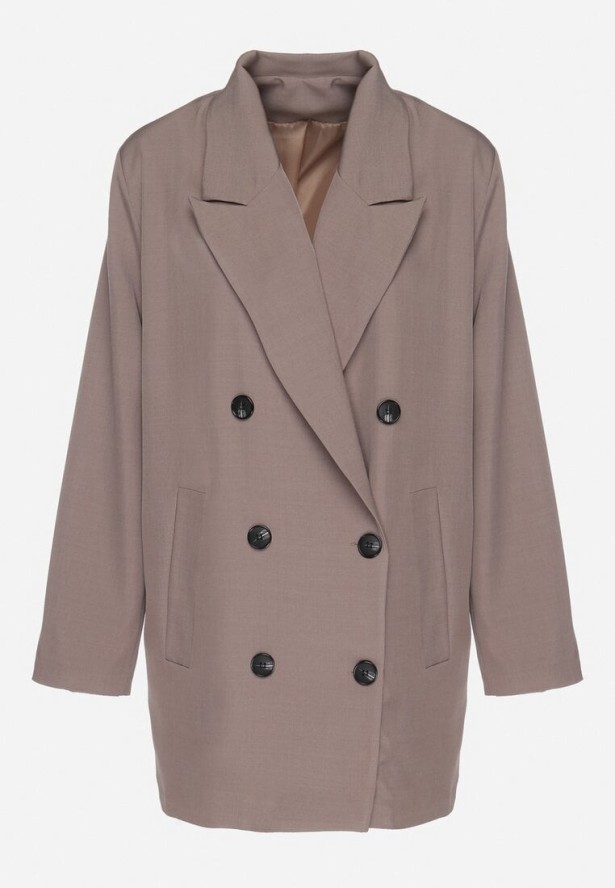 Beżowa Dwurzędowa Marynarka o Pudełkowym Kroju Nilinne