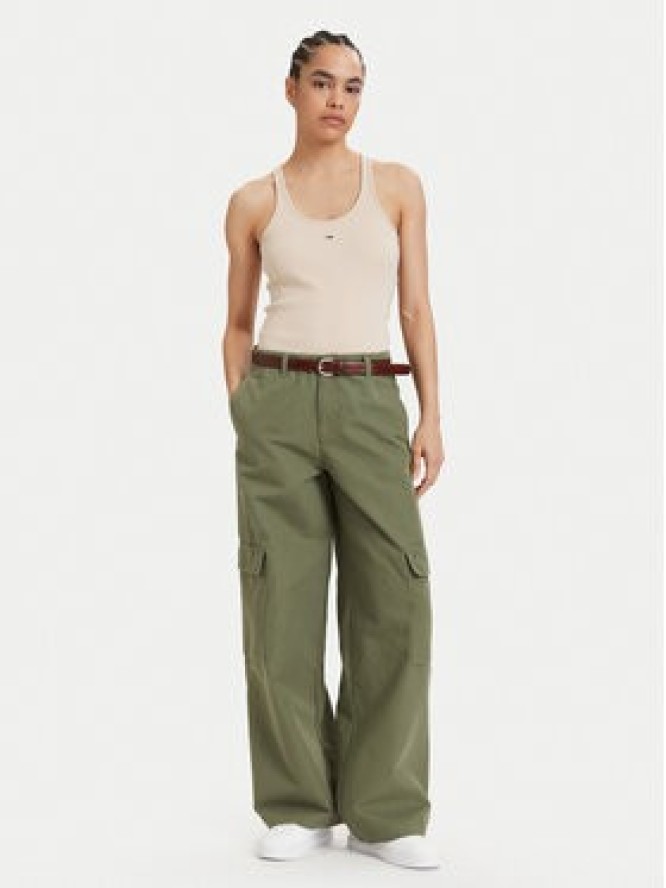 Tommy Jeans Top Racerback DW0DW22264 Beżowy jasny Slim Fit