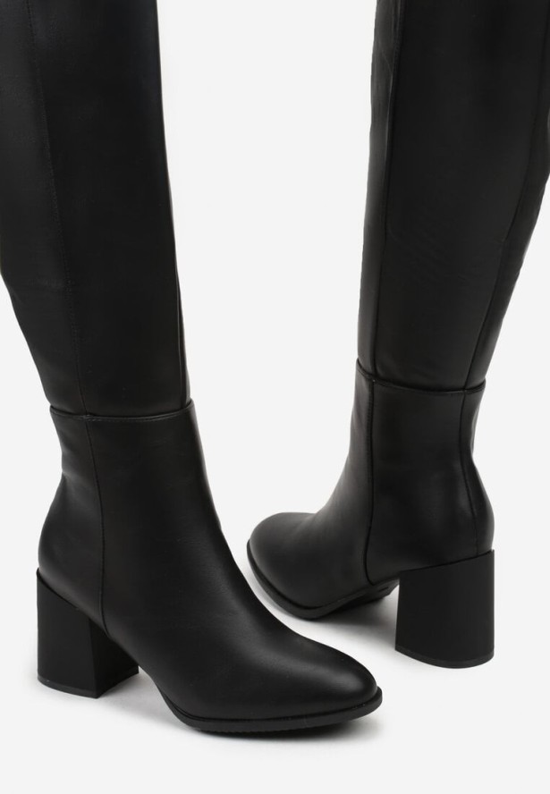 Czarne Kozaki Vices na Słupku z Przeszyciami Codvira