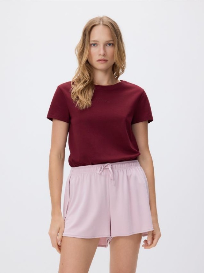 Gładkie szorty z modalem - pastelowy róż