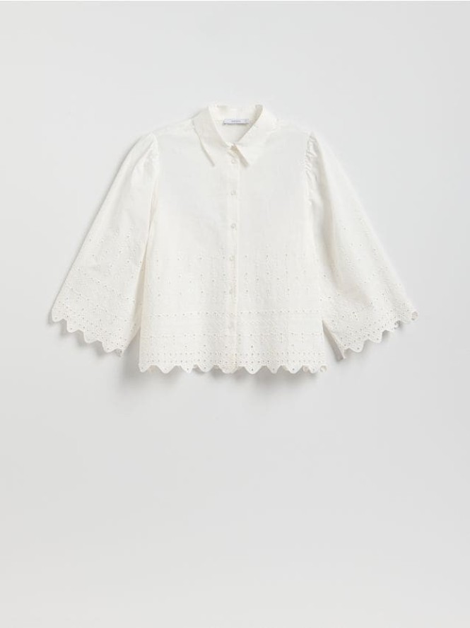 Koszula z ażurowym wzorem - biały