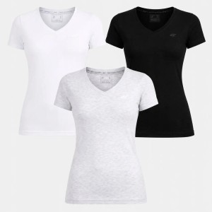 T-SHIRT DAMSKI 4F KOSZULKA SPORTOWA ZESTAW KOMPLET 3 SZTUKI S F3307 SS26